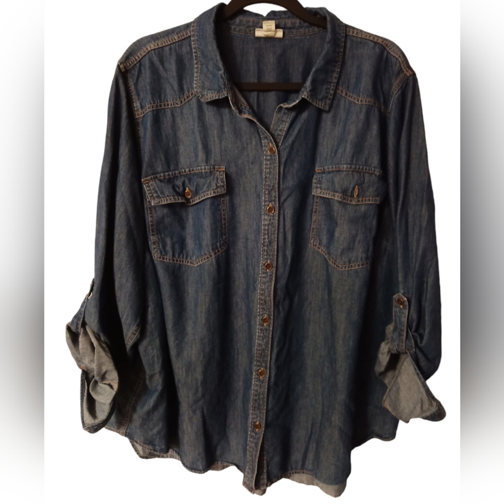 Women's denim button down shirt